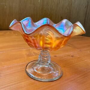 Vintage Dugan Carnival Iridescent Glass Compote/Candy Dish  - 6"x5"